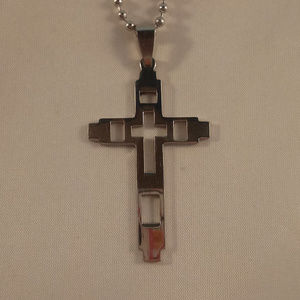 Silver Cross Stainless Steel Chain Necklace Mens